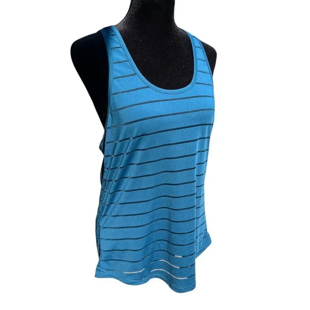 Zyia Active racer back, tank top, sheer lines, Blue color, women's size M